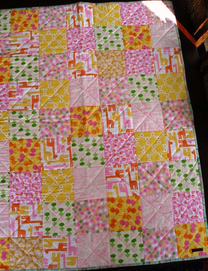 Spring Finds-Gift for Her Baby Shower-March Finds Baby Gift Patchwork Baby Girl Quilt Crib Size 42 x 36 Handmade-100/% Cotton Modern