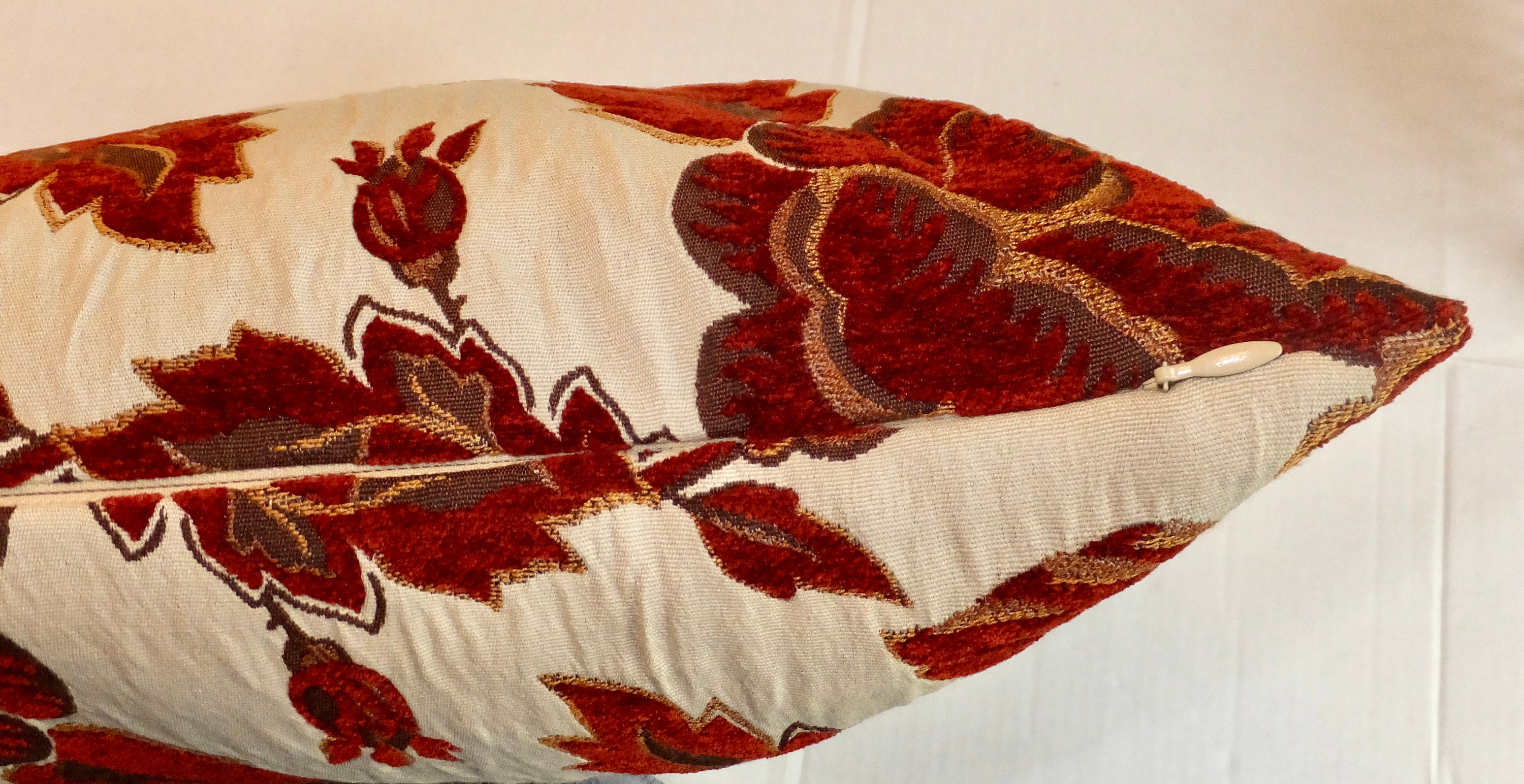 Dark Red Velvet Floral Throw Pillow Etsy