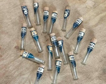 16 Watch Part Vials with Corks- Blue Waltham 1.25"