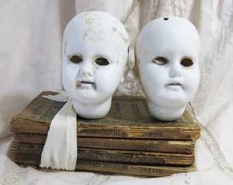 Antique German Porcelain Doll Head for Altered Art Collage Doll Making