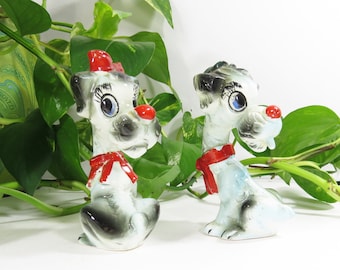 Anthropomorphic Dogs Salt and Pepper Shakers- Vintage Made in Japan 4.5"