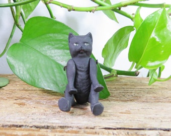 Hertwig Black Cat Early 1900's German Figurine RARE! 2.75" Jointed Limbs