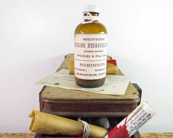 Replica Cocaine Apothecary Bottle - REPRODUCTION/REPLICA label EMPTY 4.5" Bottle