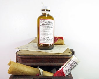 Elixir of Pepsin Apothecary Bottle- REPRODUCTION/REPLICA label EMPTY 4.5" Bottle