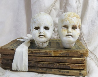 Antique German Porcelain Doll Head for Altered Art Collage Doll Making