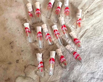 16 Watch Part Vials with Corks- Red Best Fit 1.5"