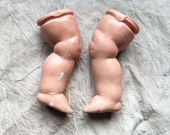 Antique Doll Legs - Antique Composition Distressed and Cracked 7"