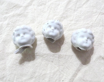 3 Frozen Charlotte Doll Heads | 1.5" Antique German 150T