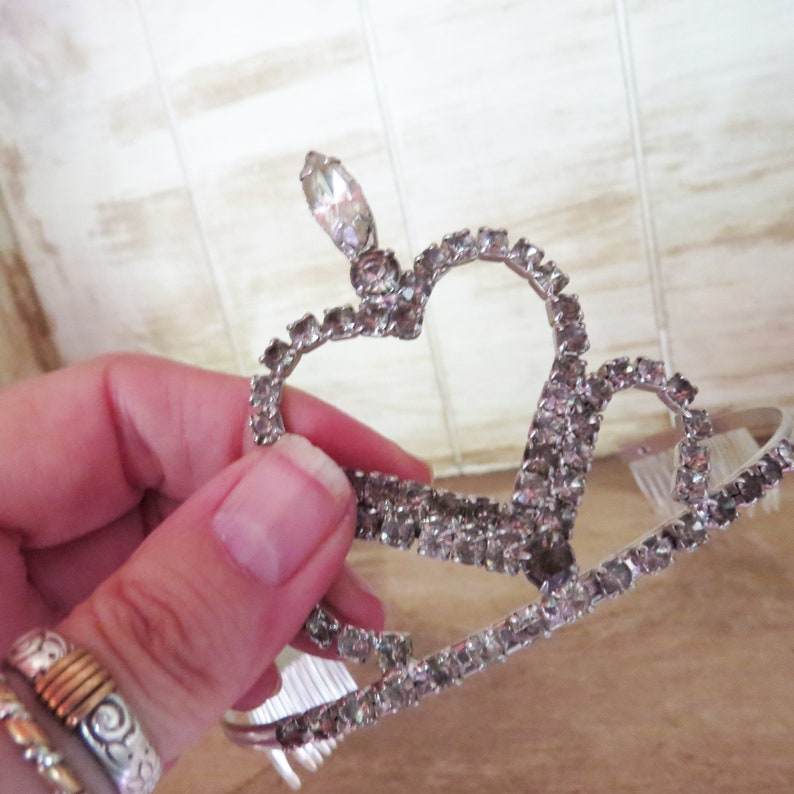 Vintage Heart Tiara Fancy Ornate CrownTiara with Combs