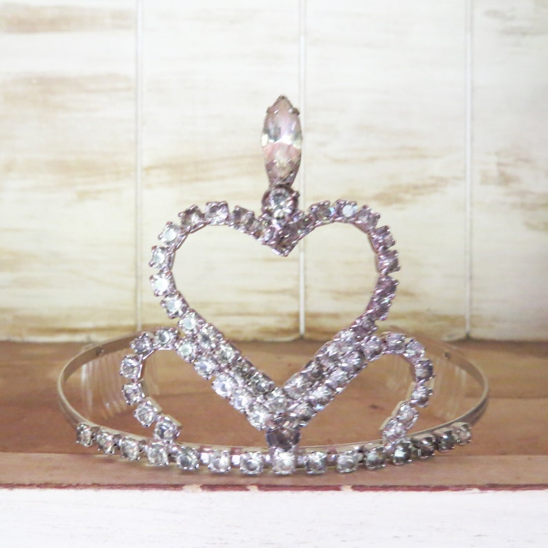 Vintage Heart Tiara Fancy Ornate CrownTiara with Combs