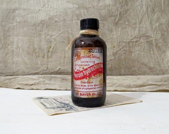 Replica Heroin Apothecary Bottle | Reproduction Poison Label | Empty Amber Glass Bottle 4.5"