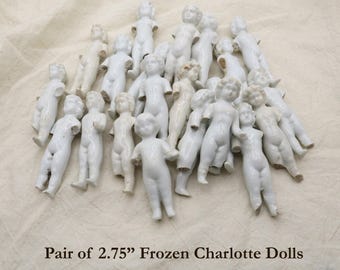 2 Frozen Charlotte Dolls | 2.75" Antique German Excavated 1800s | RANDOM PICK PAIR