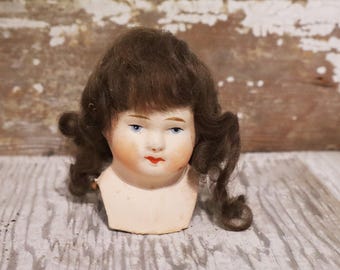 Antique Papier Mache Doll Head 3.5" doll Germany