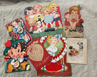 7 vintage valentine cards for junk journals and scrapbooking