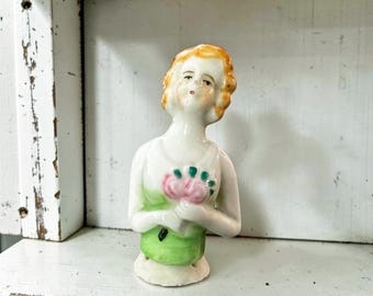 Vintage Pin Cushion Doll 2.75" 1/2 Doll Regency Style Lady Japan G2