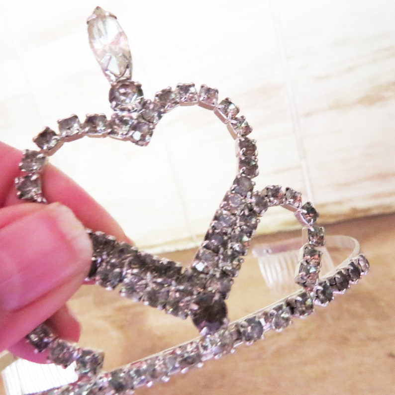 Vintage Heart Tiara Fancy Ornate CrownTiara with Combs