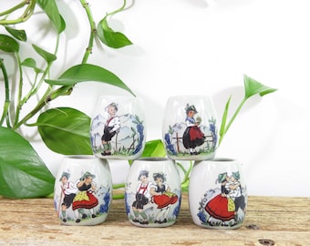 5 Miniature German Mugs with Handles 2" tall