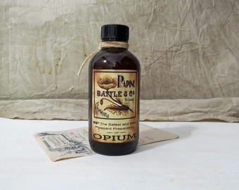 Replica Opium Apothecary Bottle | Reproduction Poison Label | Empty Amber Glass Bottle 4.5"