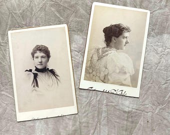 2 Victorian Cabinet Cards Photo Woman Newark New Jersey 1890s