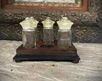 Vintage Herb Farm Perfume Bottles, 1930s Glass Vanity Set