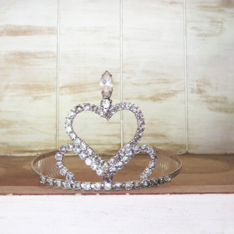 Vintage Heart Tiara Fancy Ornate CrownTiara with Combs