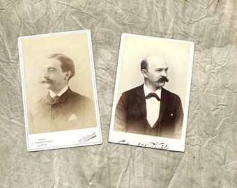 2 Victorian Cabinet Cards Photo Mustached Men