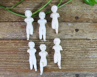 6 Frozen Charlotte Dolls 2.75"  Lot of 6 Excavated German Bisque