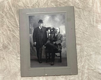 Victorian Photo of Two Questionable Gentlemen – Antique Edwardian Portrait with Bowler Hat