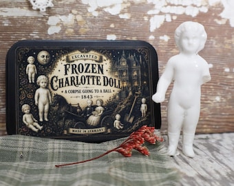 Frozen Charlotte Doll in Collectible Tin | Antique German Excavated in 3.5" x 2.36" Tin NO. 27
