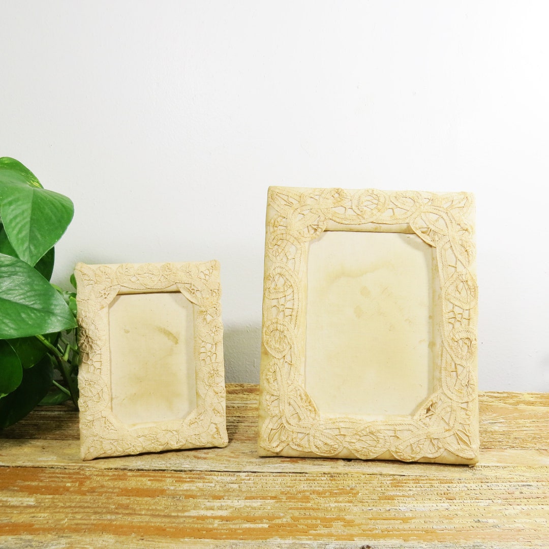 Tea Tree Frames 2 Lace Photo Frames Tea Stained Vintage Frames Photo Sizes: 4.5 X 2 7/8 ...