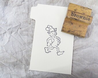 Vintage Fairy Brownie Rubber Stamp | Antique Folklore | Elf Illustration