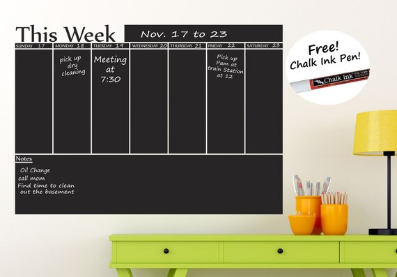Tafel Weekly Planner Vinyl Aufkleber Mit Frei Kreidestift Fur Etsy
