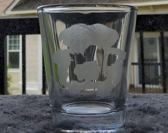 Bulbasaur Evolution Etched Shot Glass
