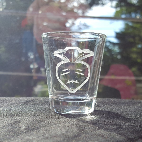 Stitch Face Etched Shot Glass