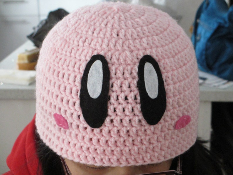 Crocheted Pink Kirby Hat Etsy