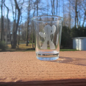 Megaman Silhouette Etched Shot Glass