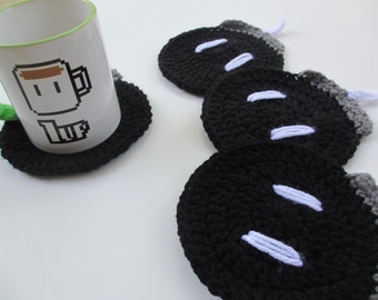 Crocheted Bob-Omb Coasters