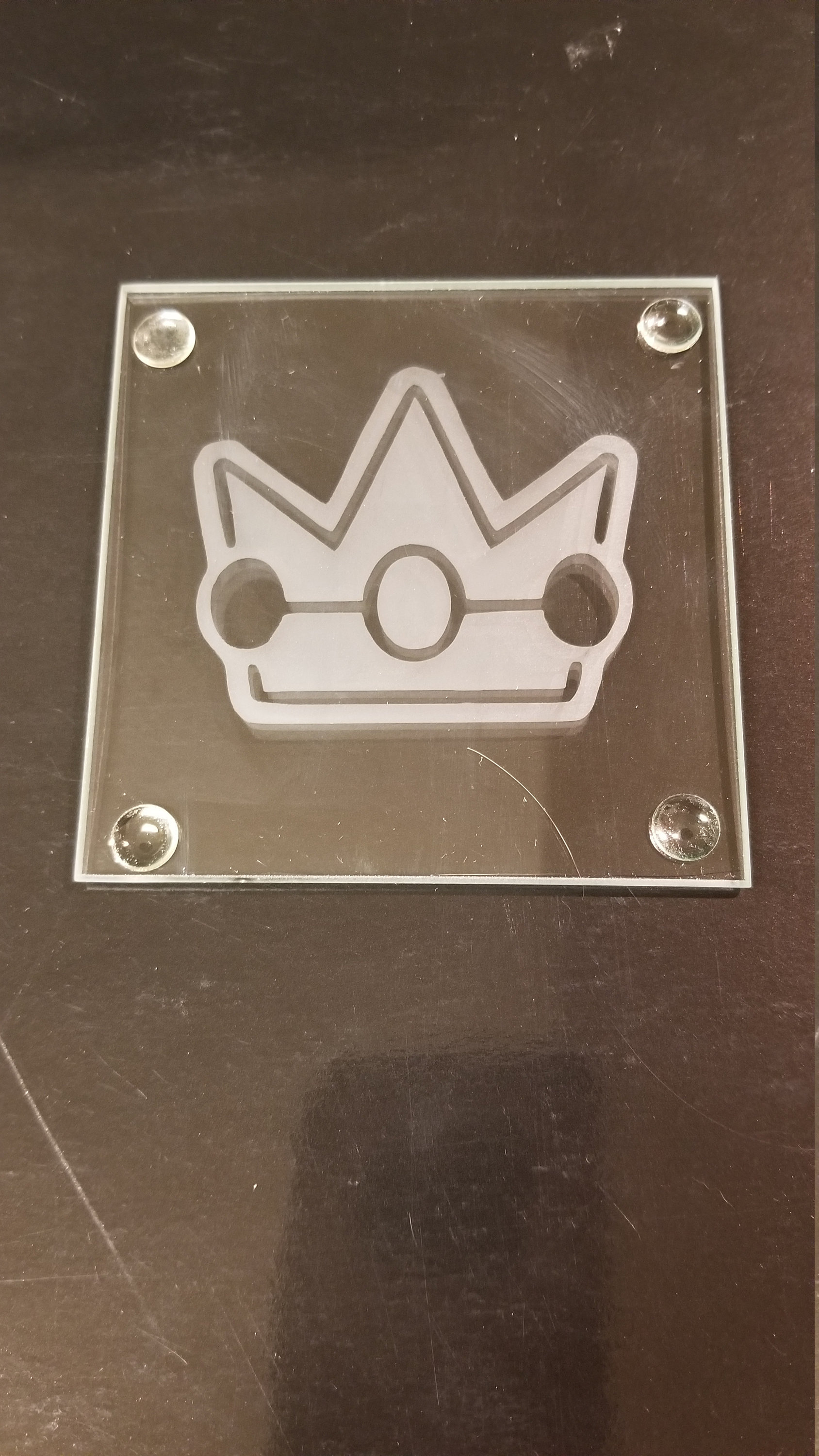 Peach Crown Etched Glass Coaster Etsy