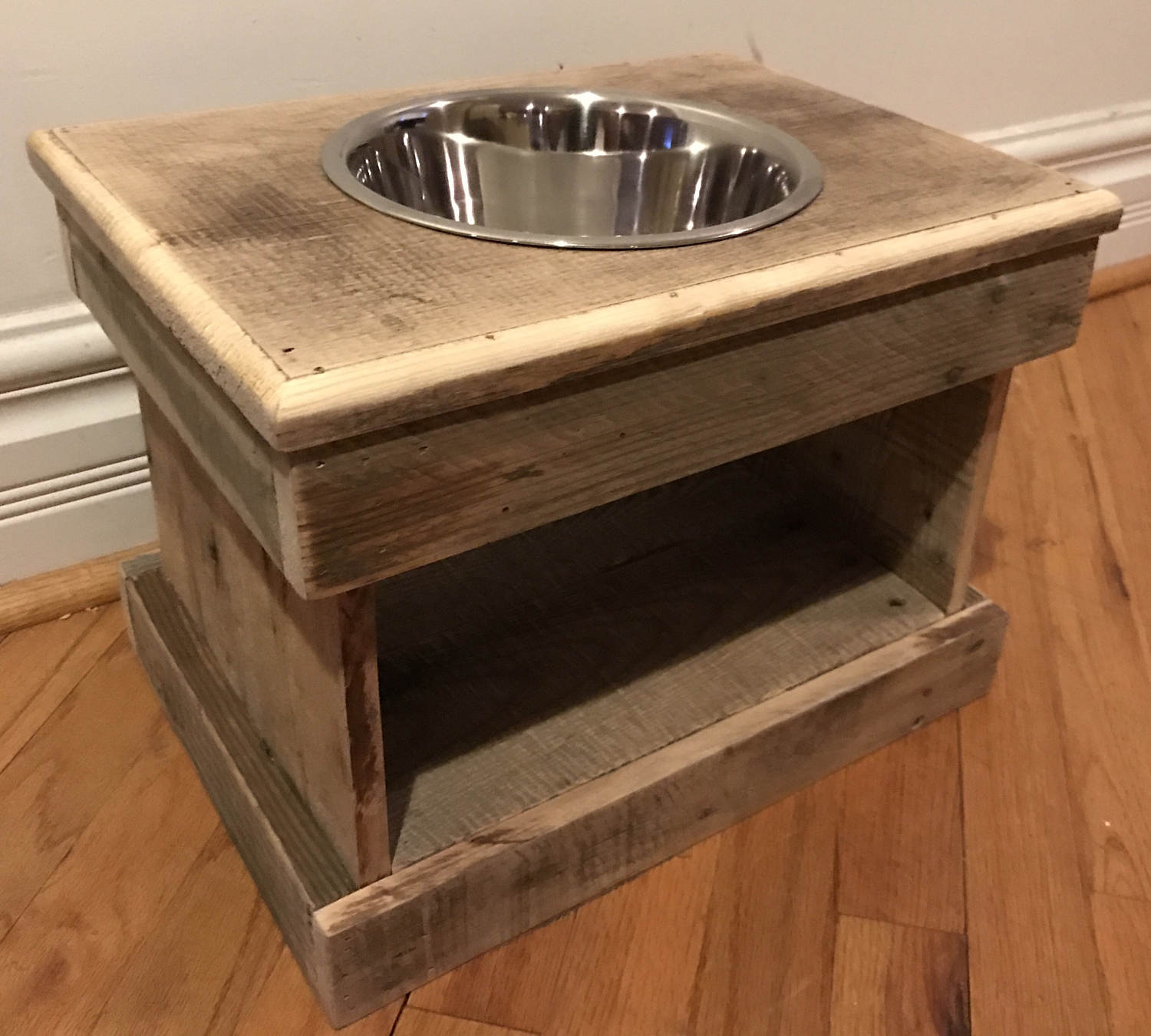 Raised pallet dog bowl feeding station storage unit with a 2 Etsy