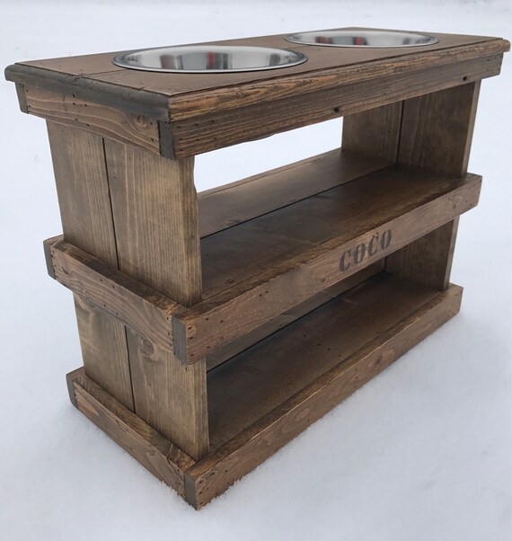 Reclaimed Pallet Furniture Dog Bowl Feeding Storage Unit Etsy