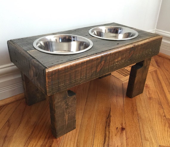 Reclaimed Elevated Pallet Dog Bowl Stand Pet Feeding Station Etsy
