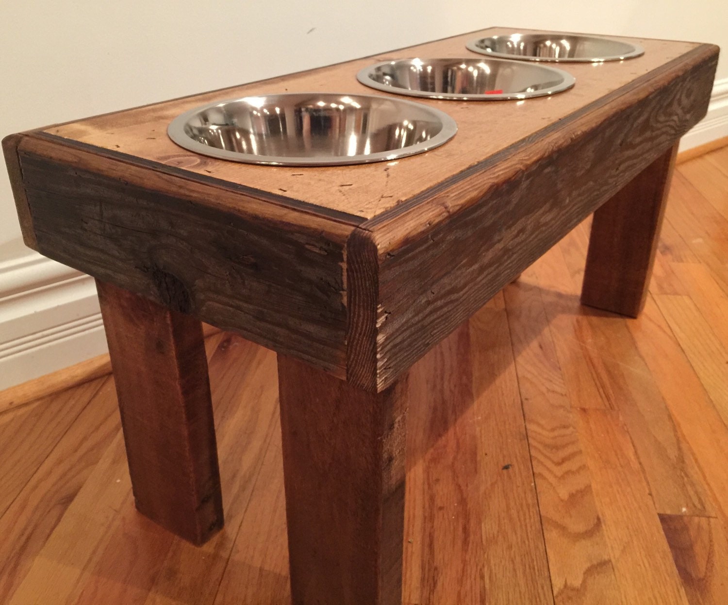 Reclaimed pallet dog bowl feeding stand 30 l X 13 Etsy