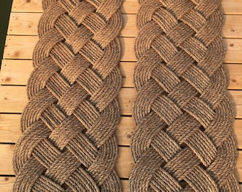 2 Rope Rugs - Manila Rope Mat - Larger Rope Rug - Nautical Decor - Rope Knot - Nautical Rope Rug - Patio Door Runner Mat - (57 x 19)