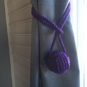 Purple Cotton Curtain Tiebacks Purple Nautical Decor Tying The Knot Rope TieBacks this is per pair image 8
