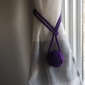Purple Cotton Curtain Tiebacks Purple Nautical Decor Tying The Knot Rope TieBacks this is per pair image 3
