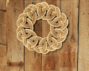 Handmade Manila Sisal Rope Wreath – 16” Diameter Door Hanging Decoration