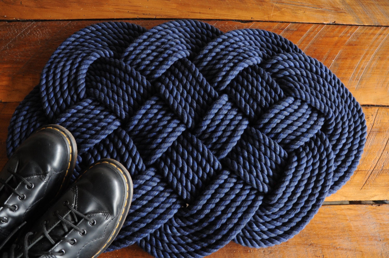 Navy Bath Mat Rope Rug Navy Cotton Rope Rug Nautical Etsy