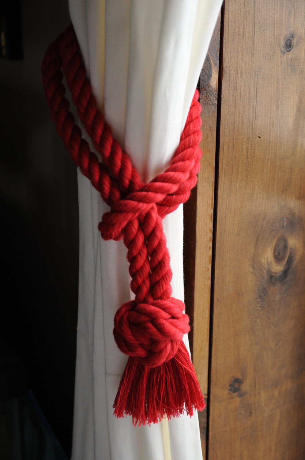 Nautical Curtain Tie Backs Red Cotton Rope Red Nautical Etsy