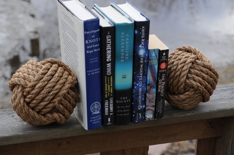 Nautical Bookends - Rope Bookends - Nautical Gift - Monkey Fist Knot ...