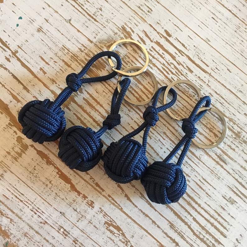 Knotted Rope Key Rings 1 Key Chain - Tying the Knot - Rope Knots - Keychain - Navy - Nautical ...